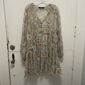 OPT Patterned Ruffle Dress